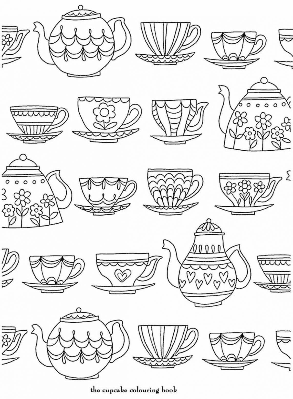 Coloring book playful bowl with Kazakh ornament