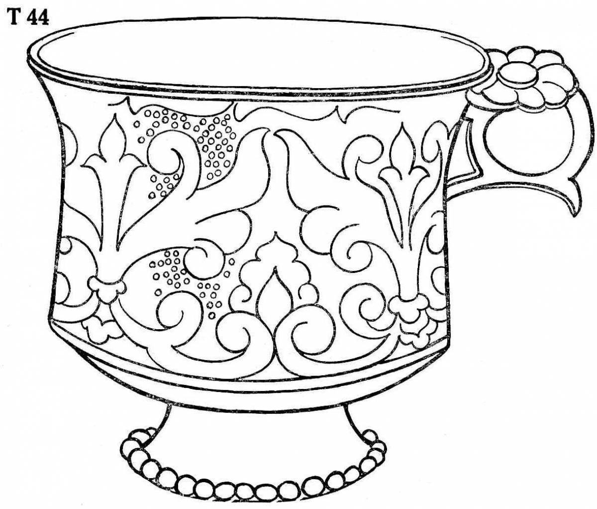 Adorable coloring bowl with Kazakh ornament