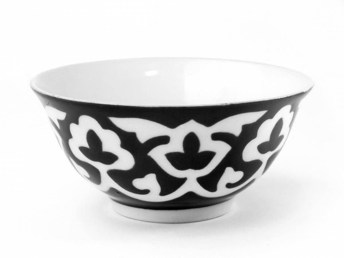 Coloring book shiny bowl with Kazakh ornament