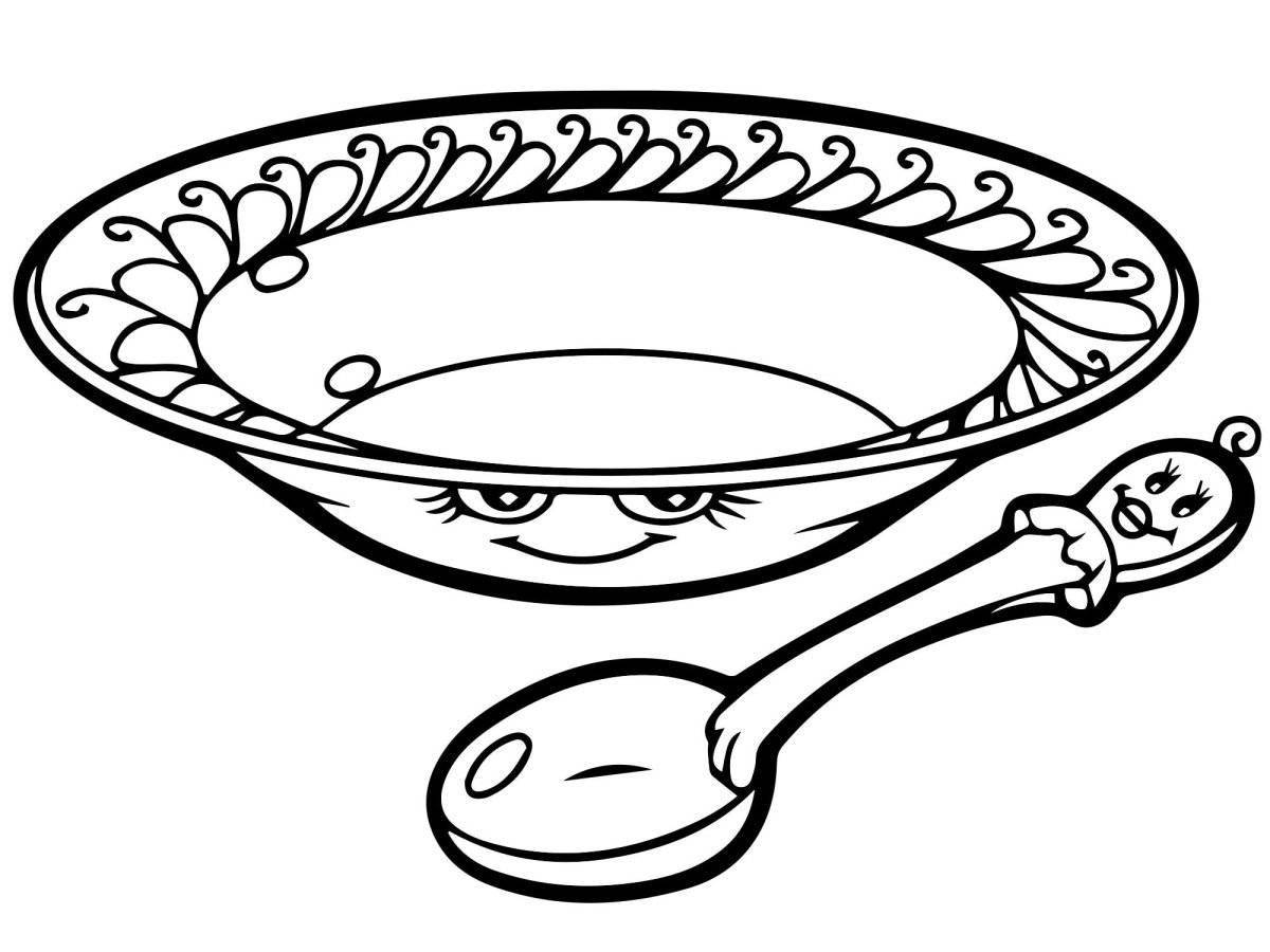 Coloring grand bowl with Kazakh ornament