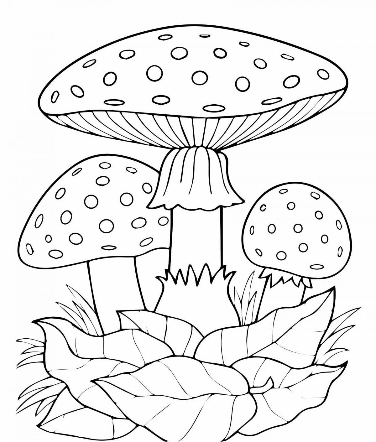 Яркая раскраска грибов для детей 3-4 лет