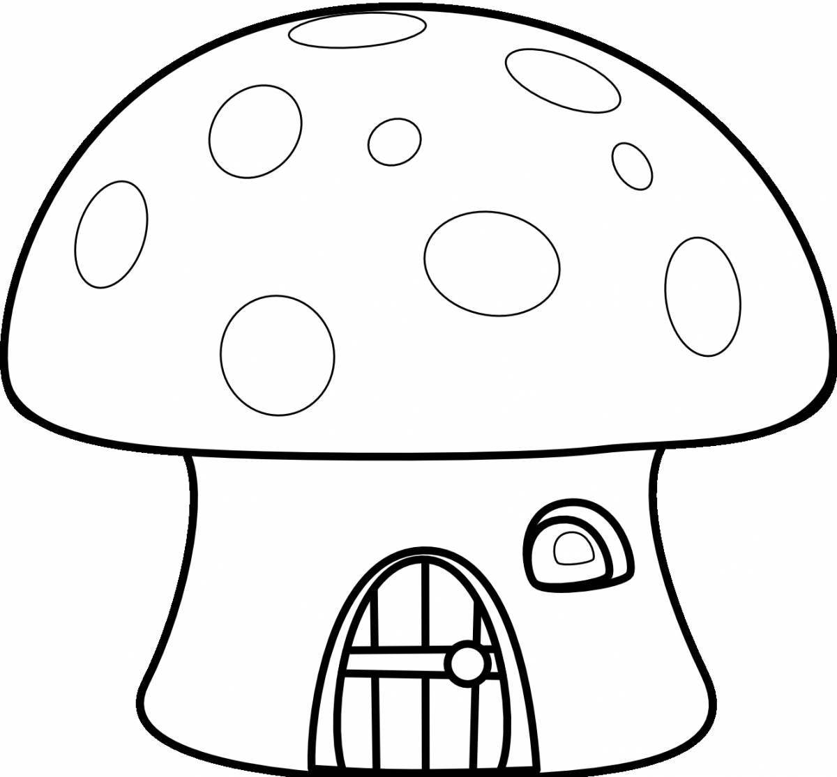 Выдающаяся страница раскраски грибов для детей 3-4 лет