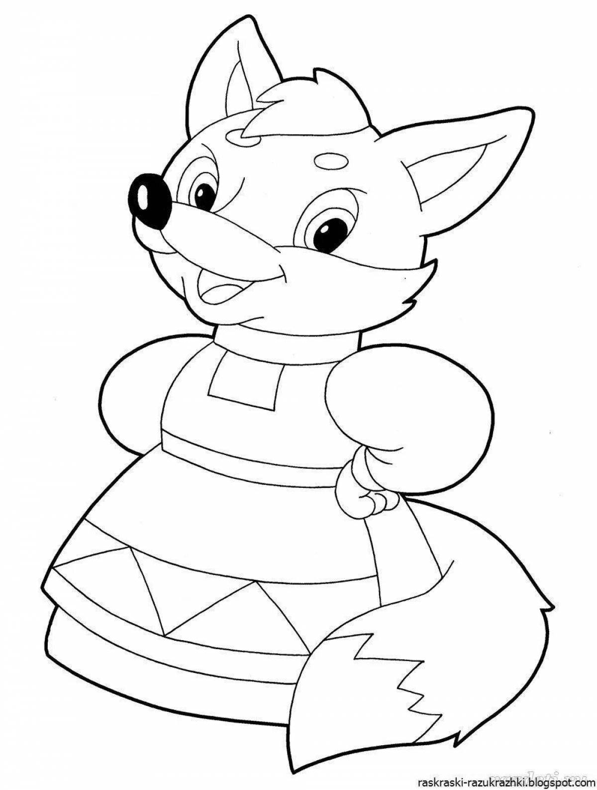 Live coloring fox for children 4-5 years old