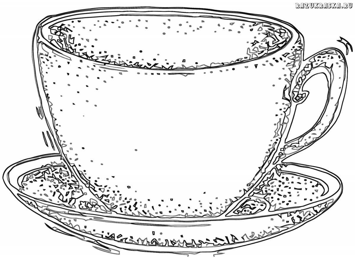 Amazing cup and saucer coloring page for little ones