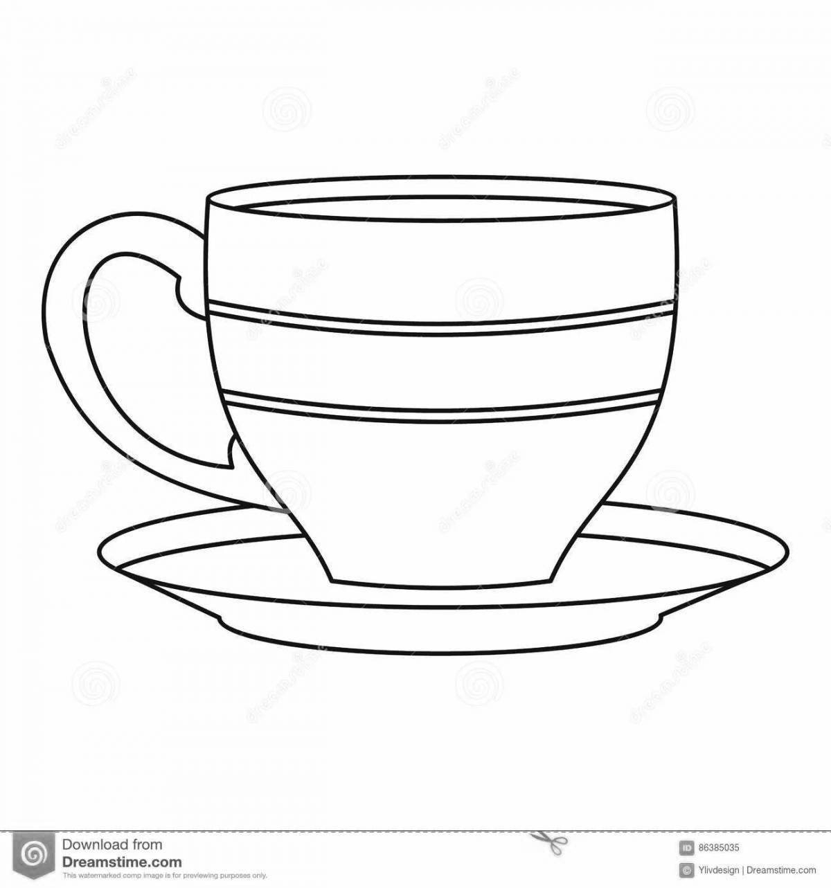 Adorable cup and saucer coloring book for preschoolers