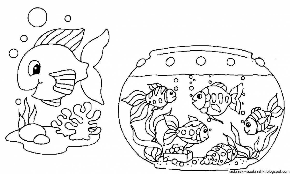 Adorable aquarium coloring book for 3-4 year olds