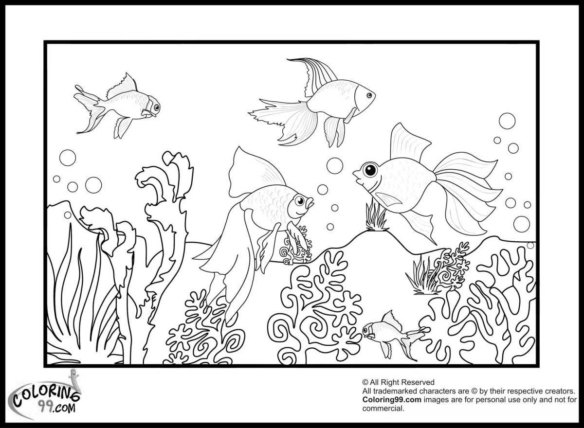 Amazing aquarium coloring page for 3-4 year olds