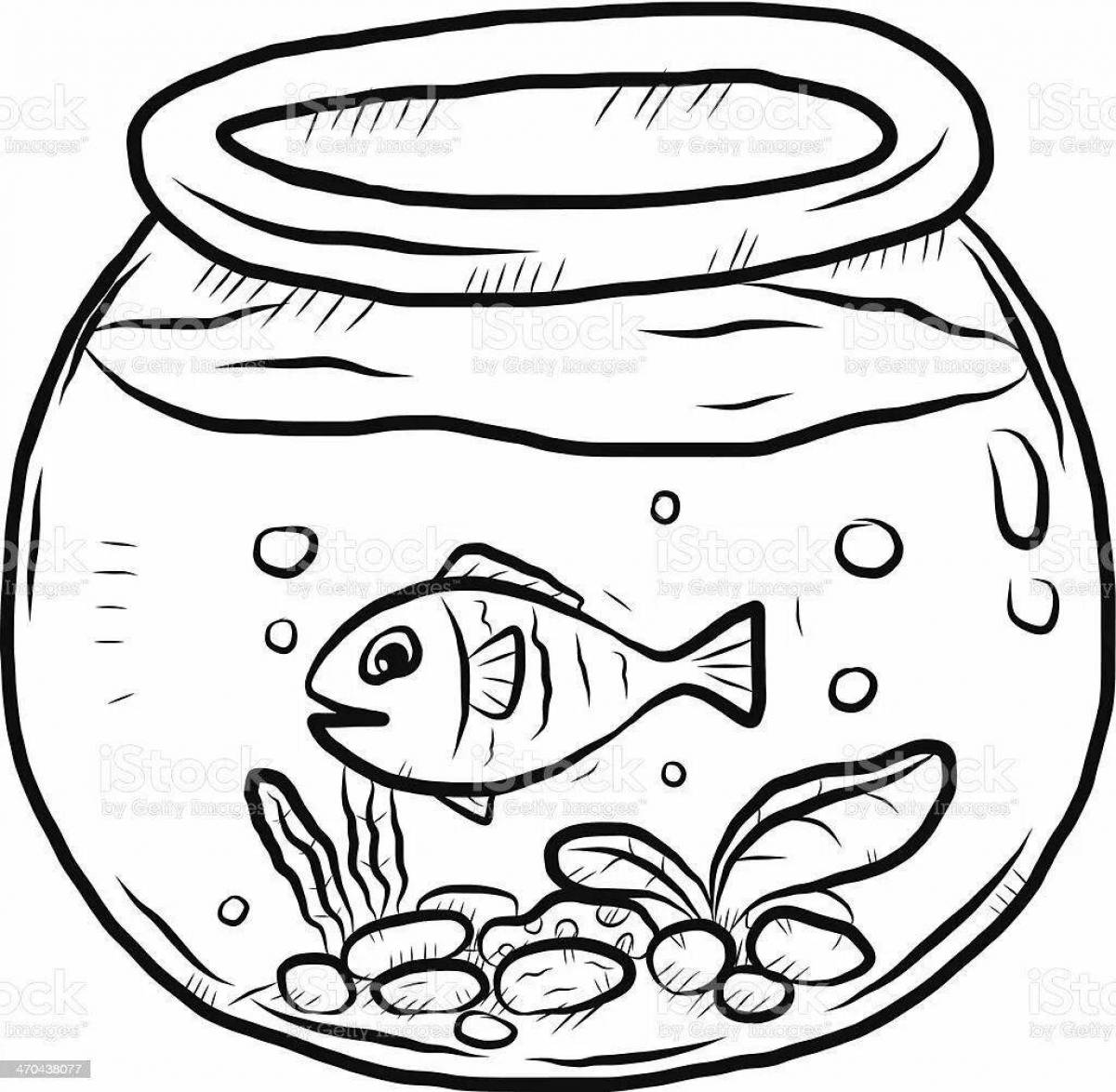 Fancy aquarium coloring book for 3-4 year olds