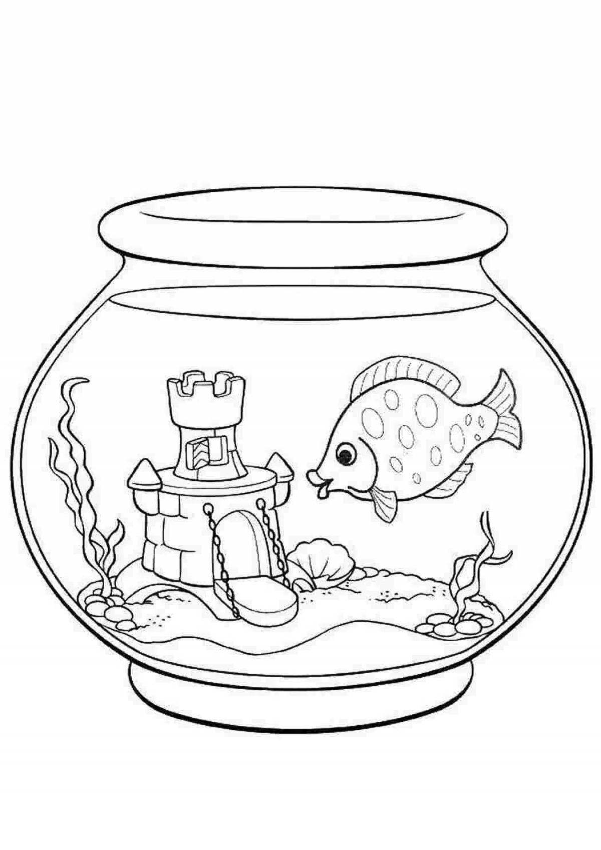 Coloring jovial aquarium for children 3-4 years old