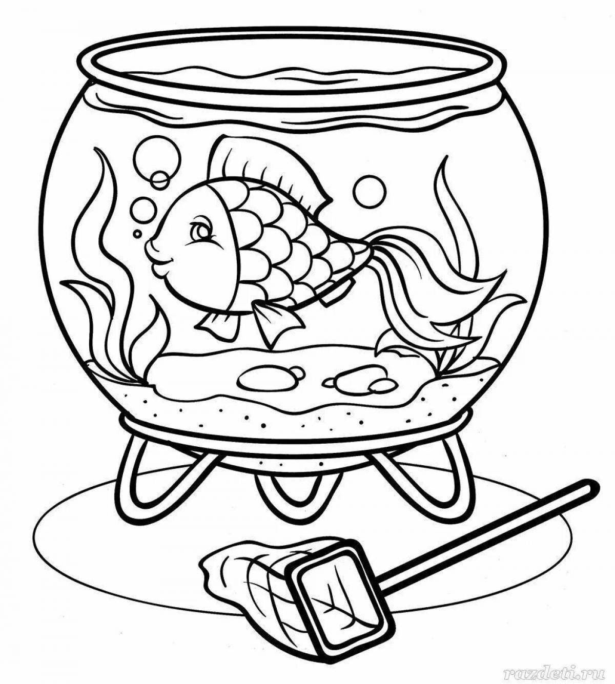 Violent aquarium coloring book for 3-4 year olds