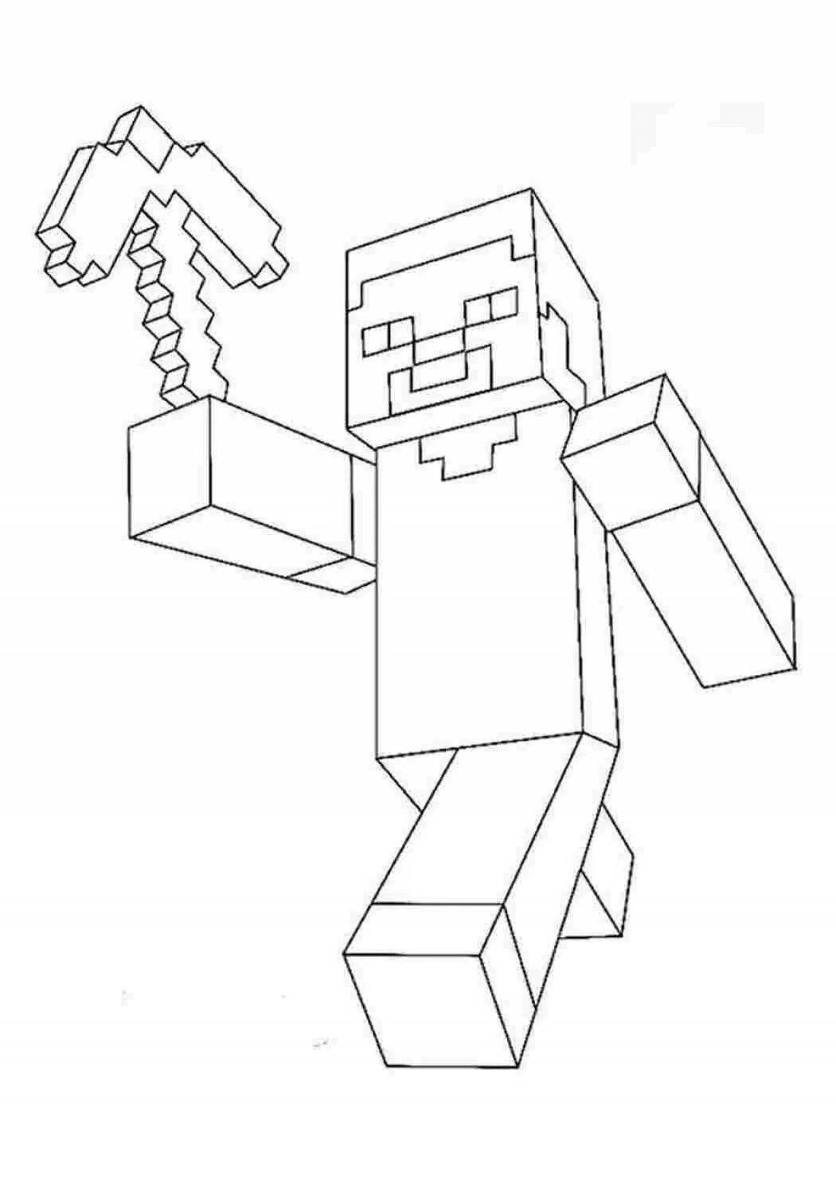 Joyful minecraft coloring for boys 6-7 years old