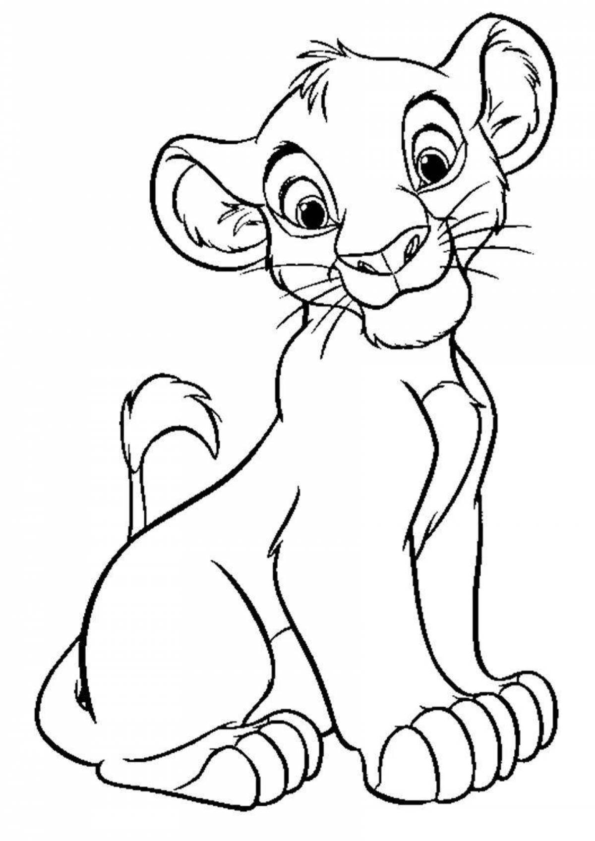 Cute simba coloring page for kids