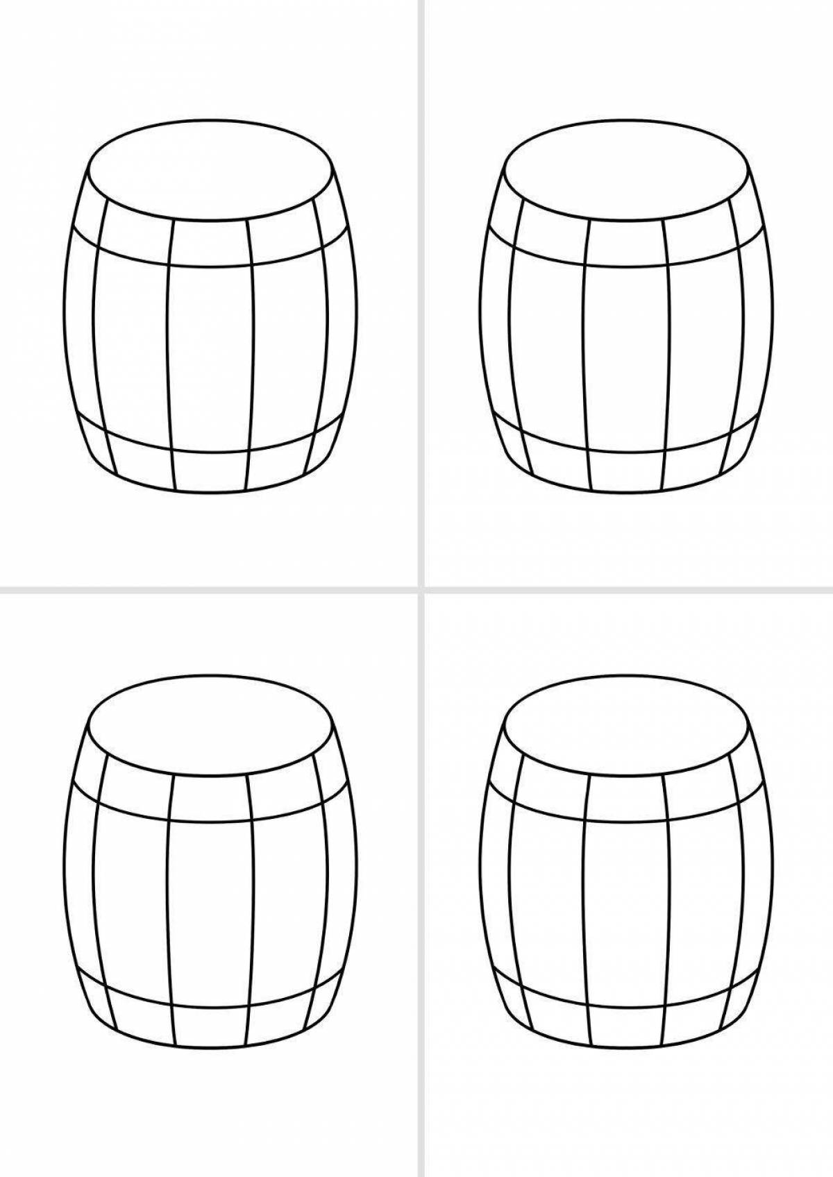 Веселая раскраска бочка для детей