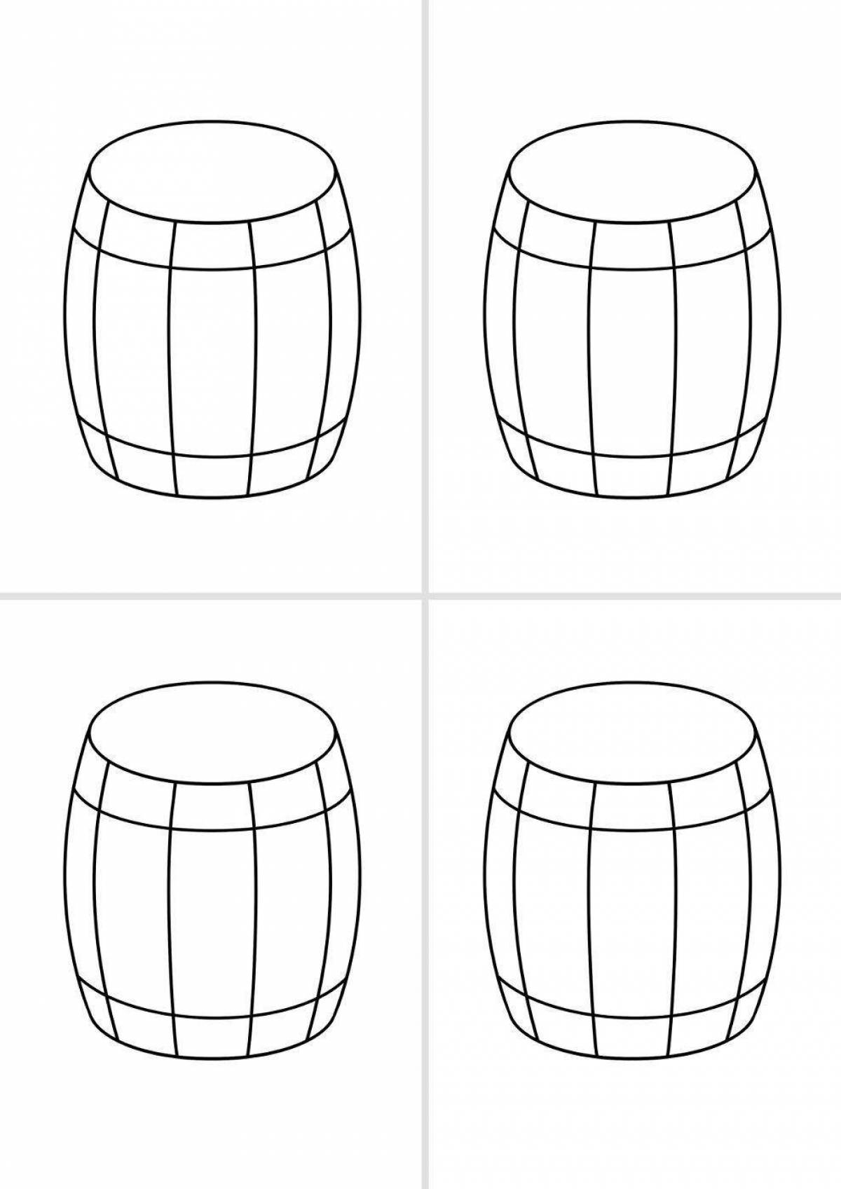 Веселая раскраска бочка для детей