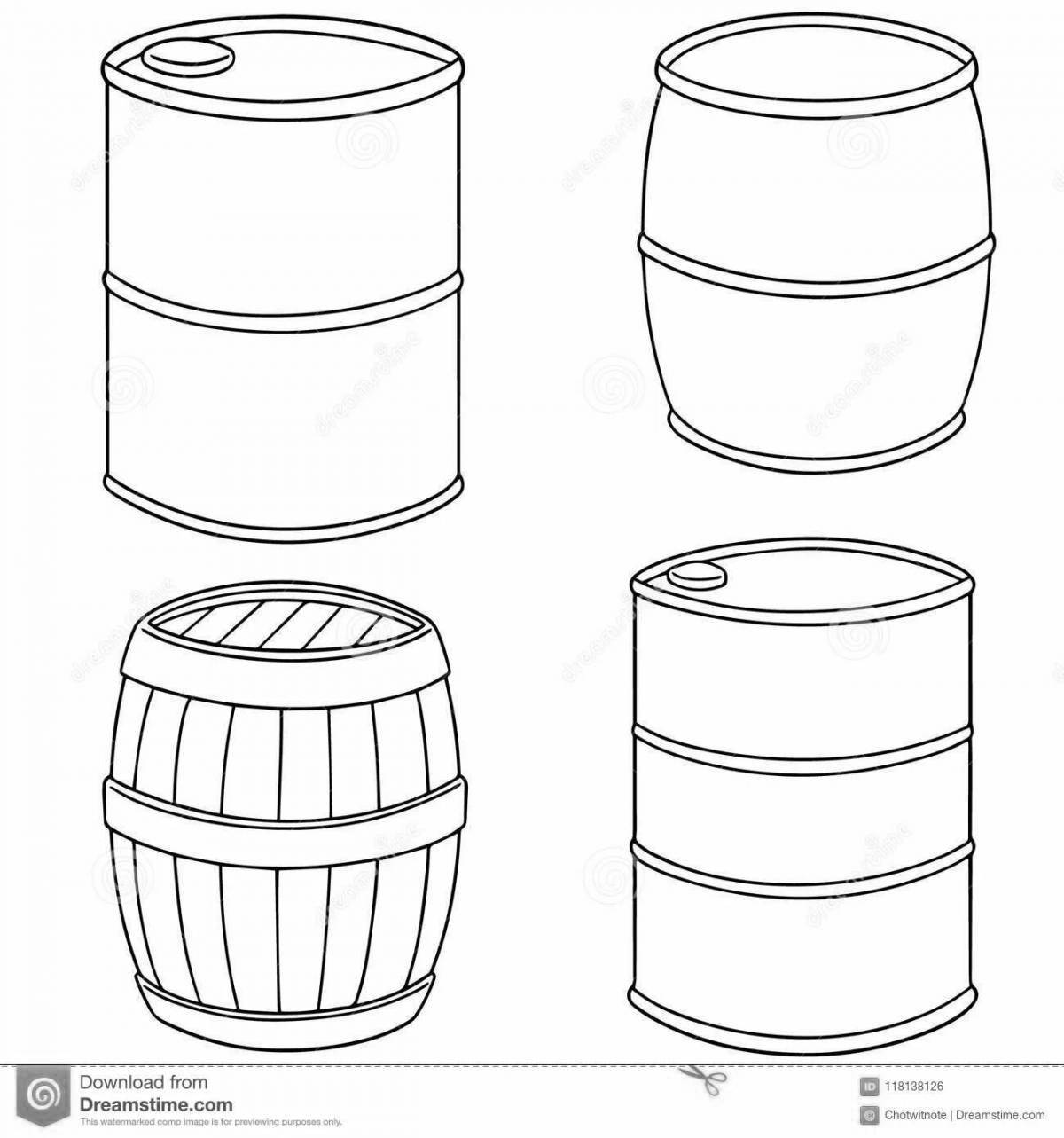 Раскраска бочка с газировкой для детей