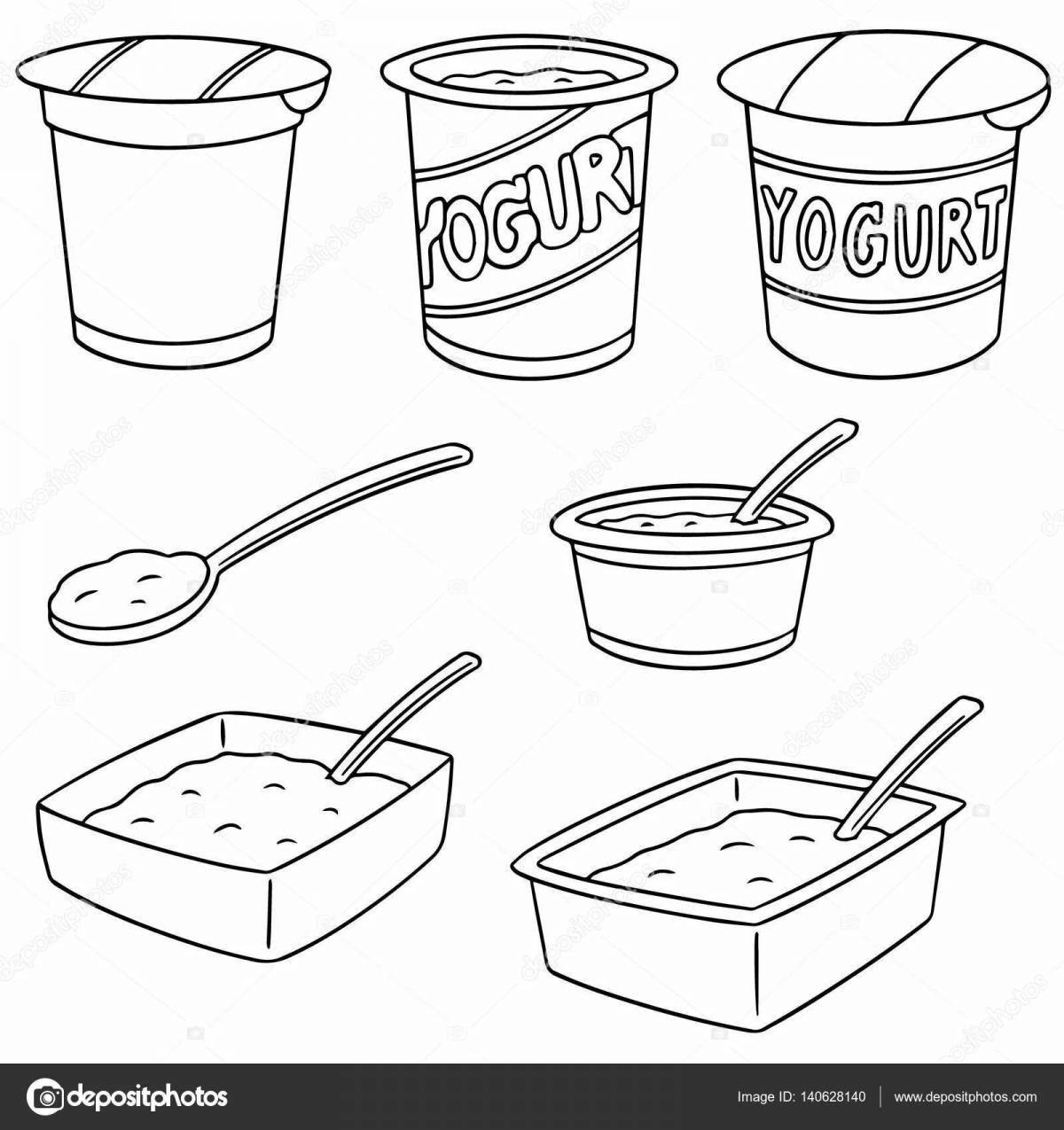 Раскраска «веселый йогурт» для детей
