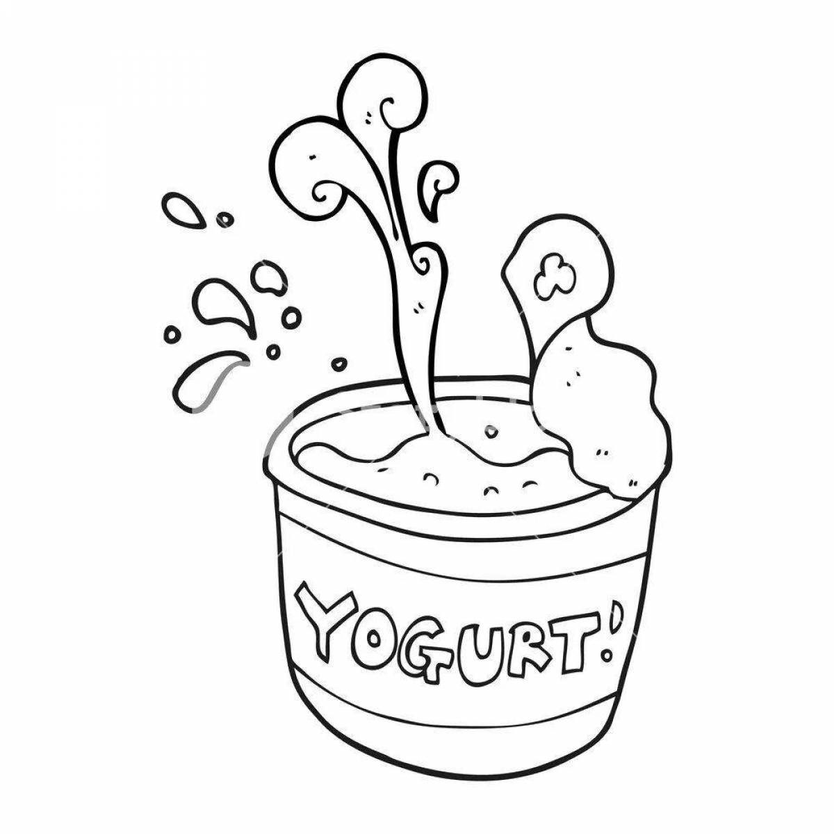 Adorable yogurt coloring book for kids