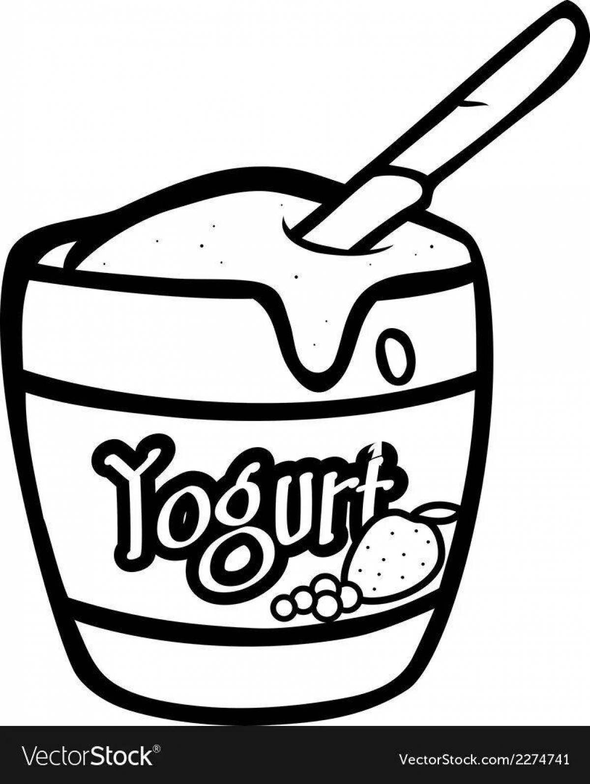 Colored yogurt coloring book for kids