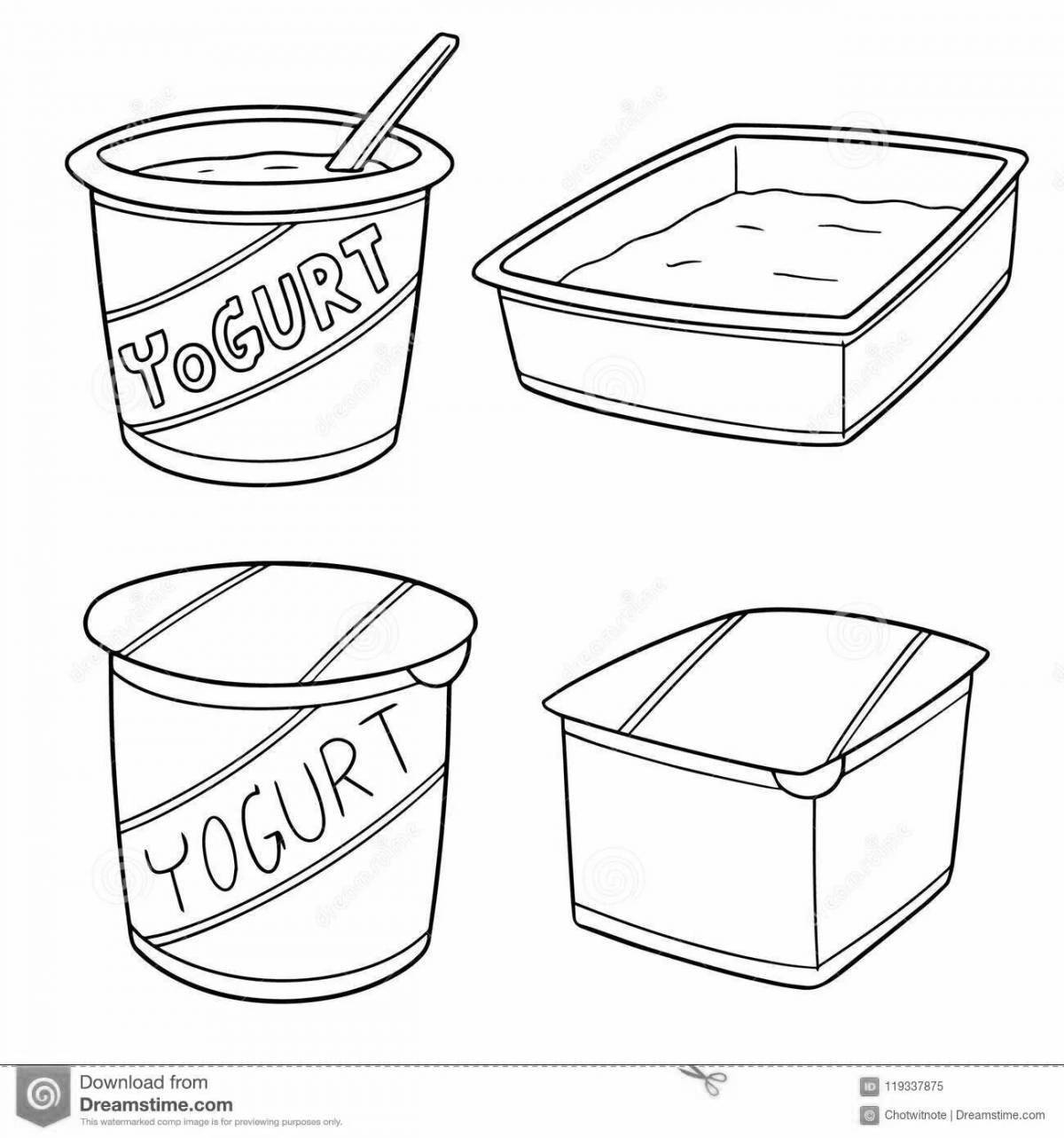 Yogurt color-explosion coloring page for kids