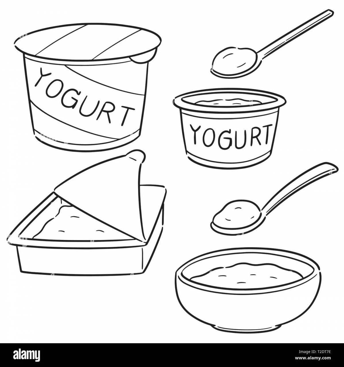 Раскраски йогурт с безумным цветом для детей