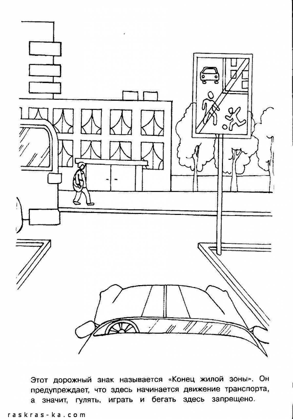 Cute 1st grade traffic rules coloring page