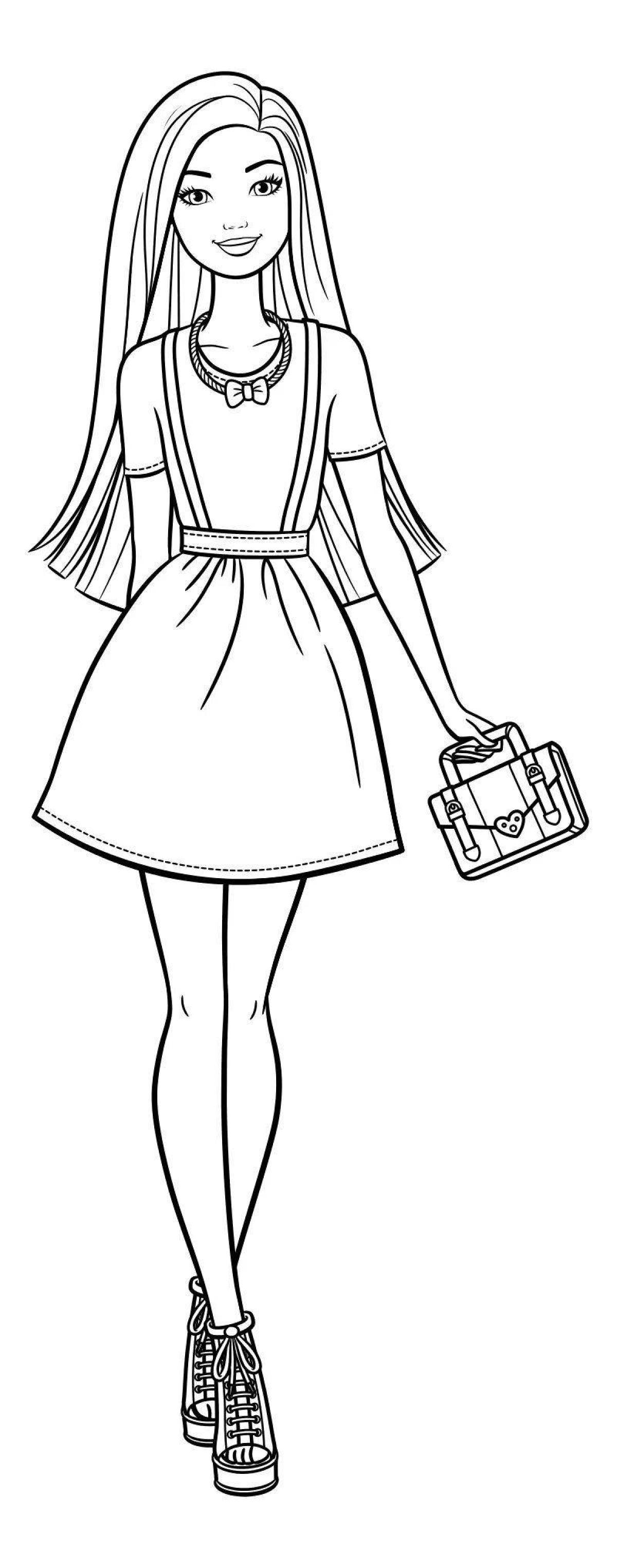 Radiant coloring page full length human girl