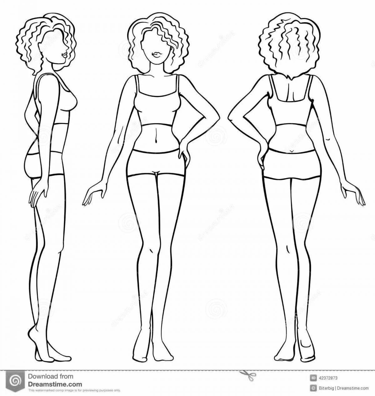 Delightful coloring of a human girl in full growth