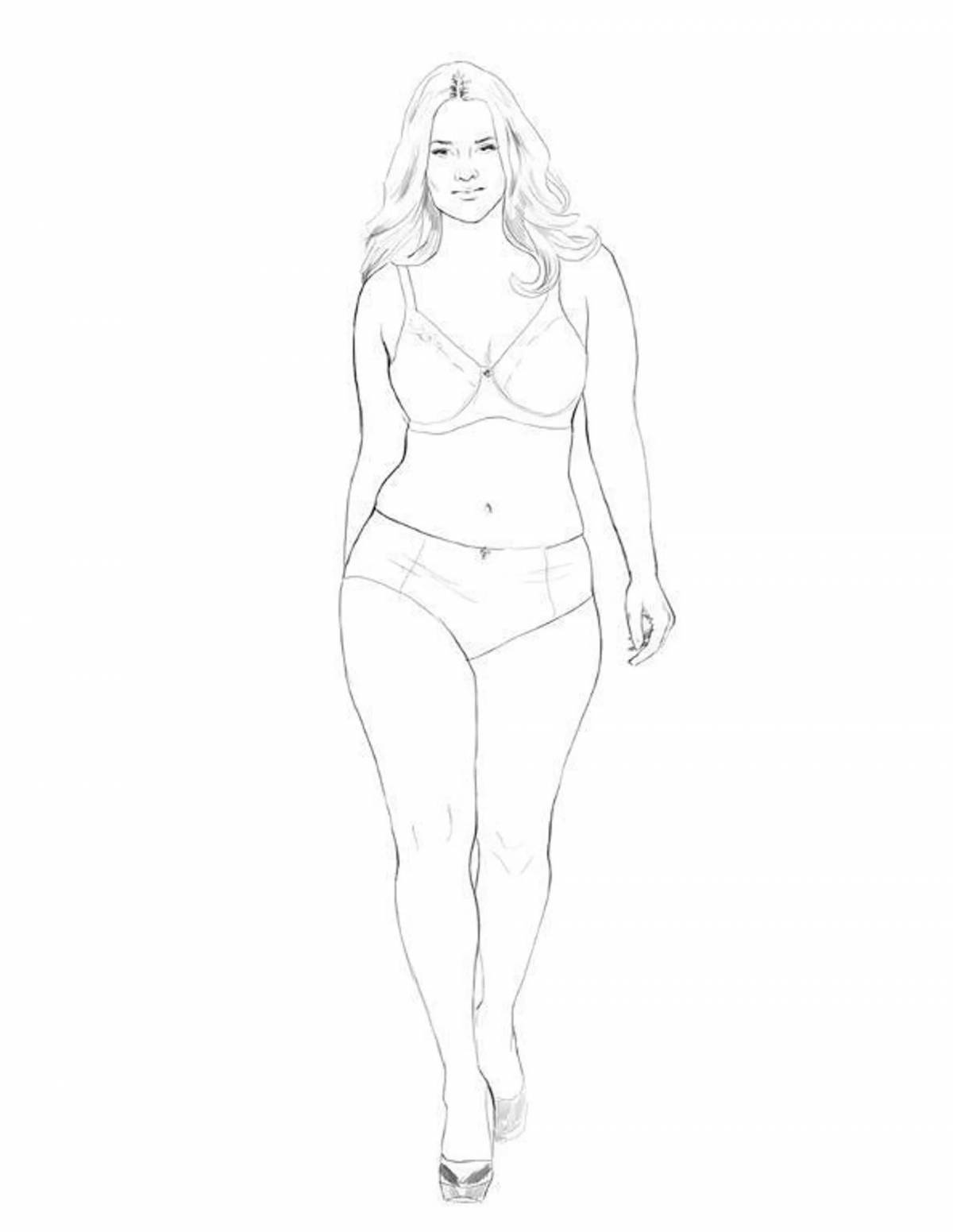 Full body human girl coloring book