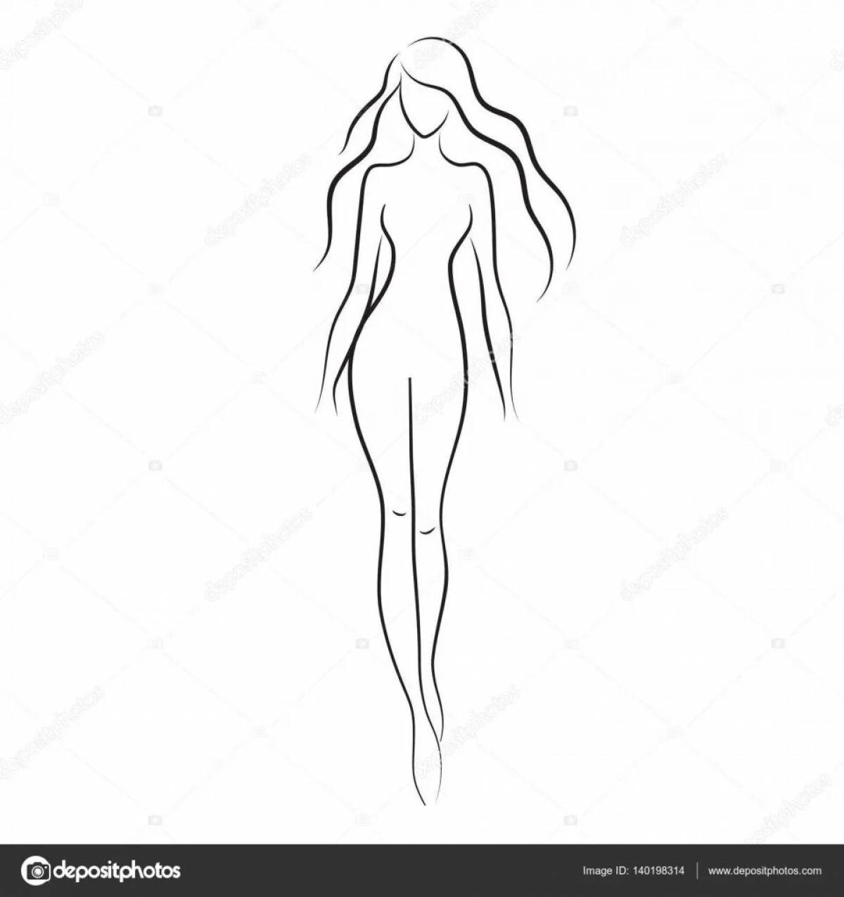 Full length human girl coloring book