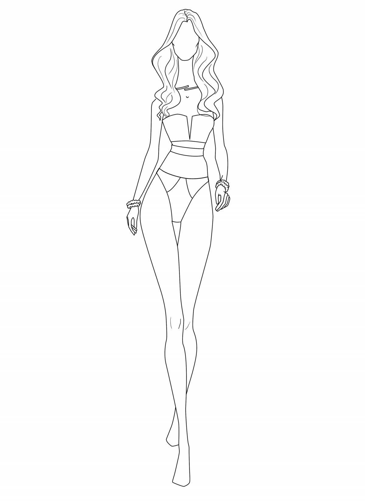 Blooming full length human coloring page
