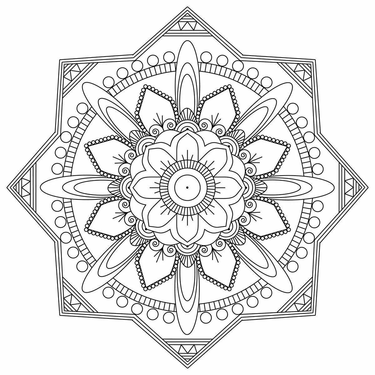 Exquisite coloring mandala for good luck and success