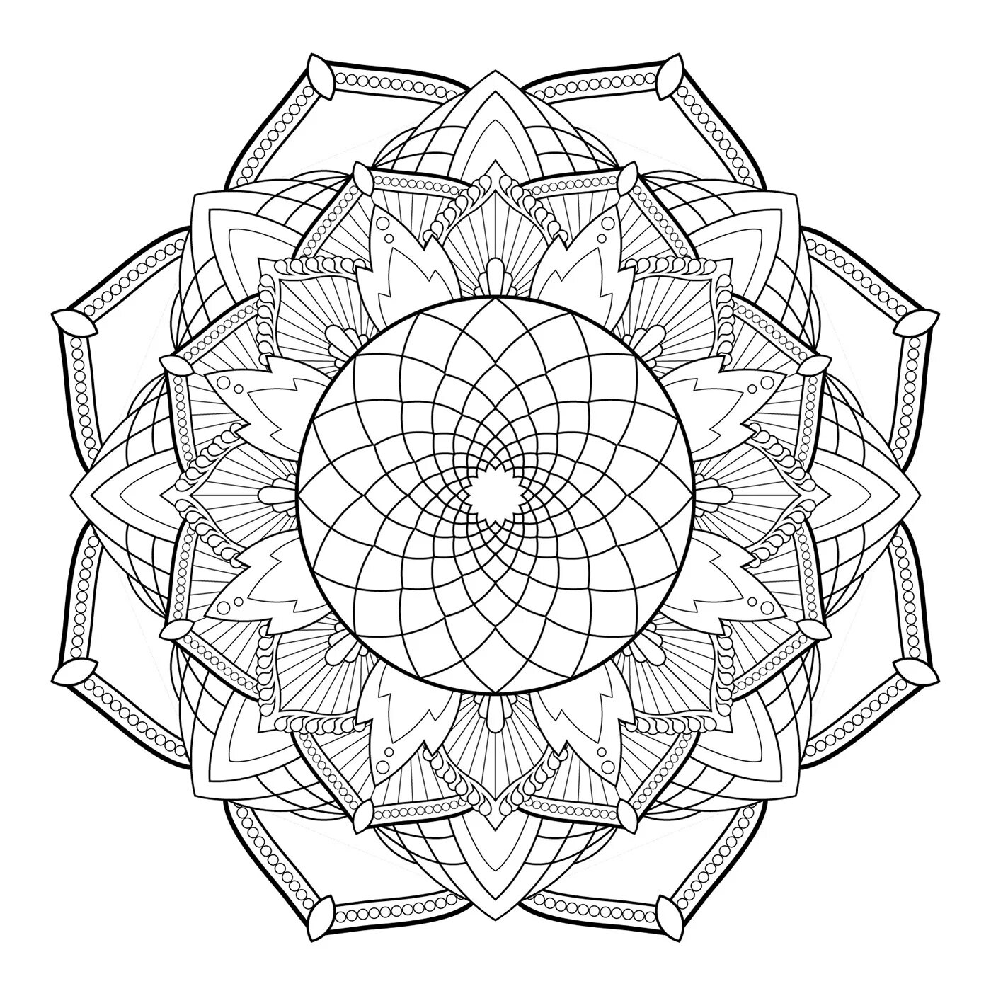 Luxury coloring mandala for luck and achievement
