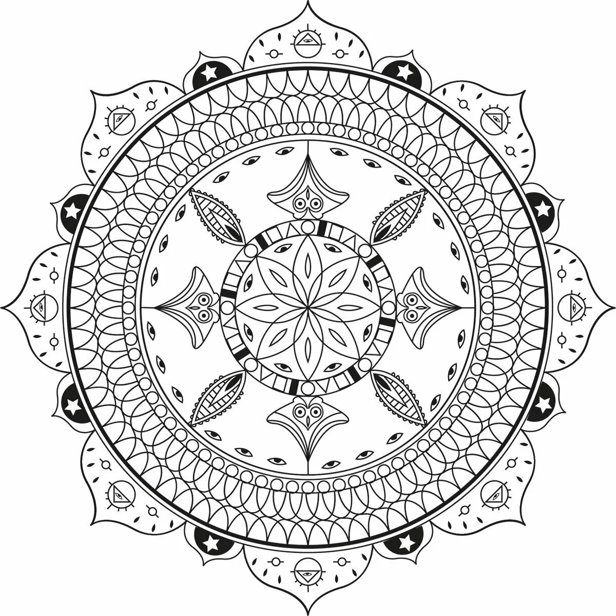 Great coloring mandala for good luck and prosperity