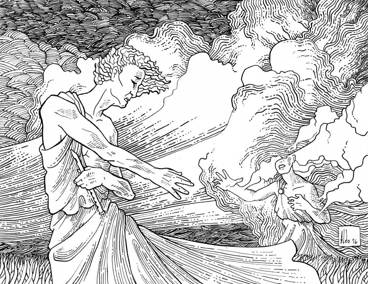 Coloring page charming orpheus and eurydice