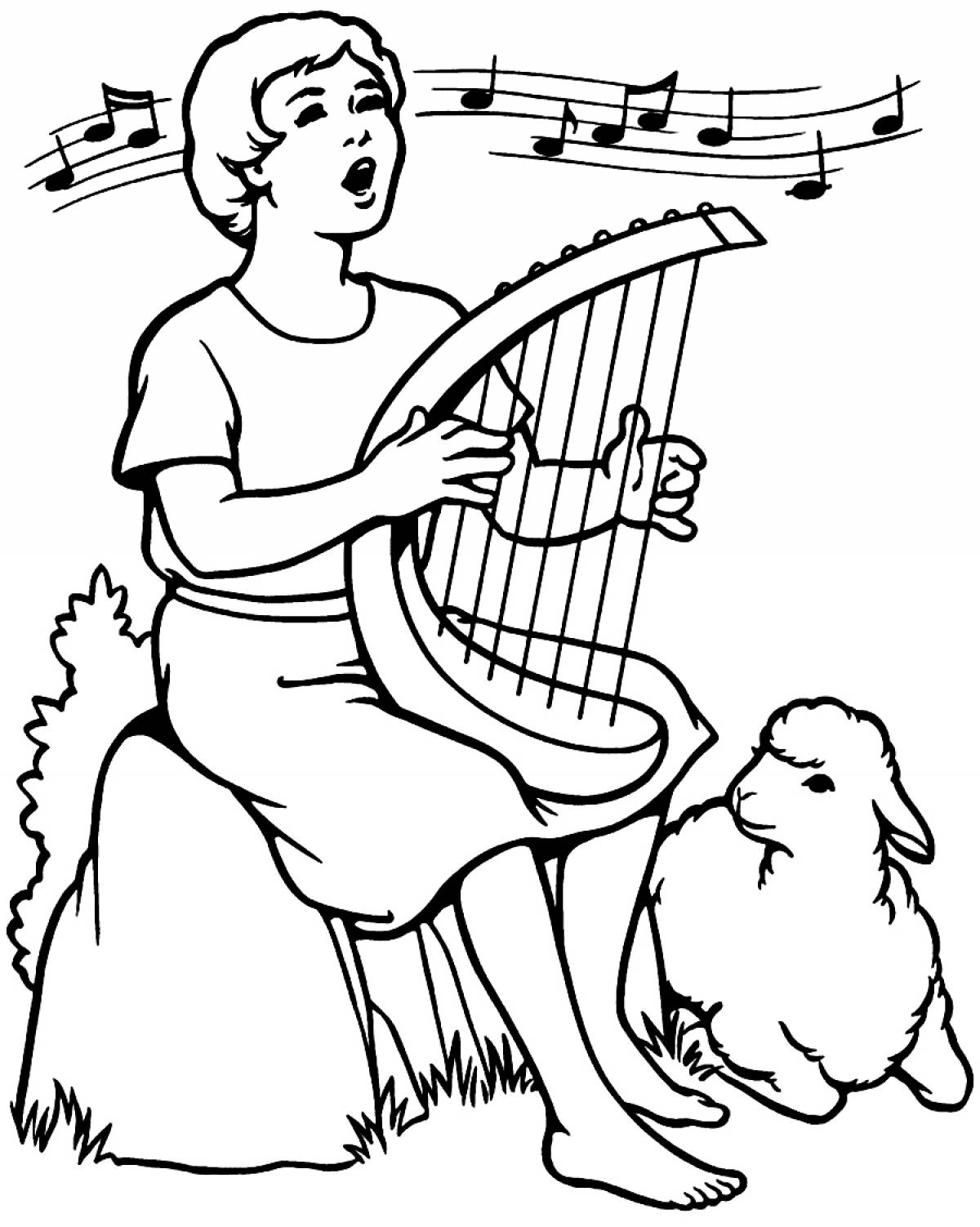 Coloring page charming Orpheus and Eurydice