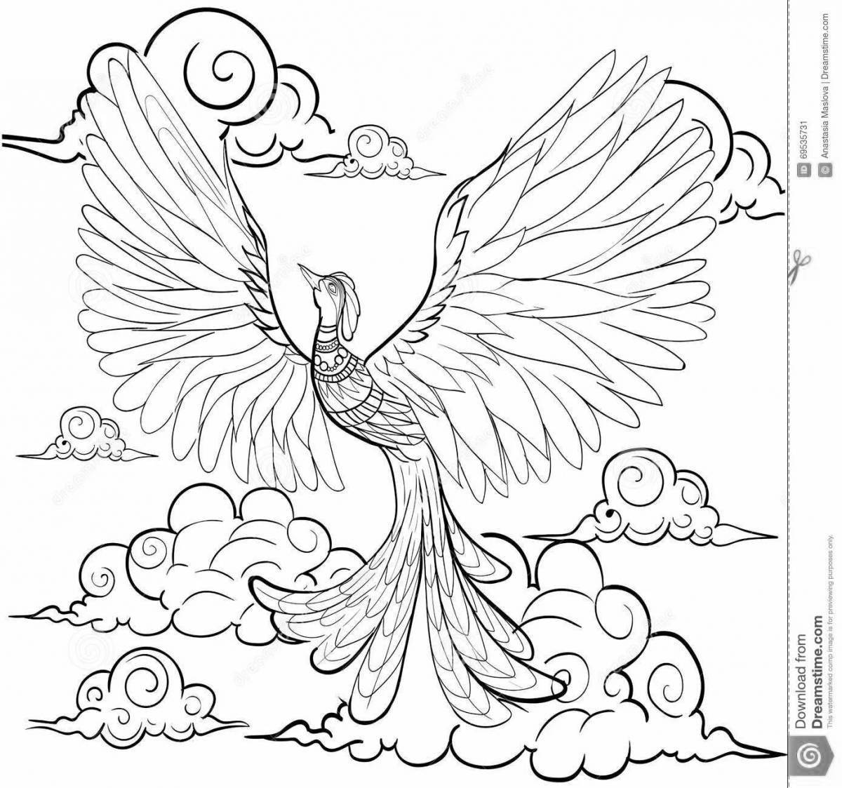 Colorfully detailed Ivan Tsarevich and the Firebird coloring book