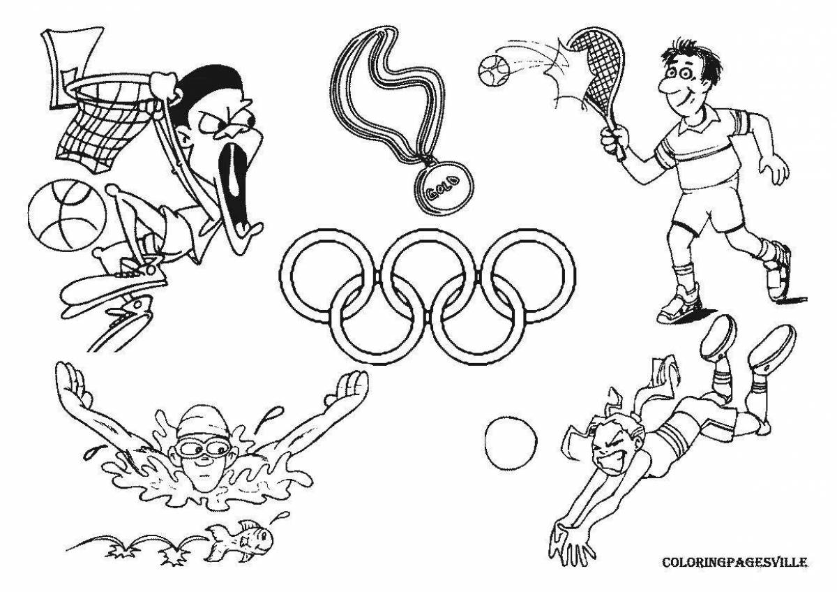 Radiant coloring page for children's olympic sports