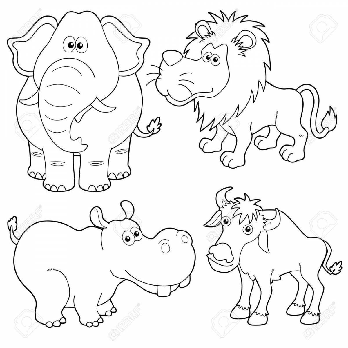 Раскраски для детей животные на одном листе