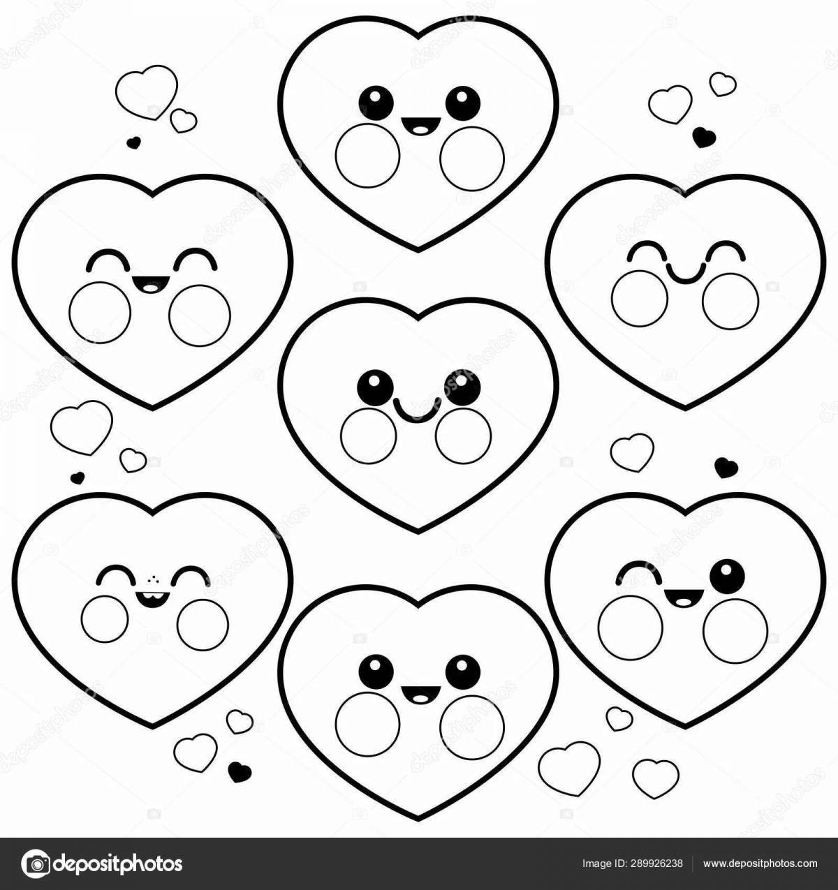 Joyful many hearts on one sheet