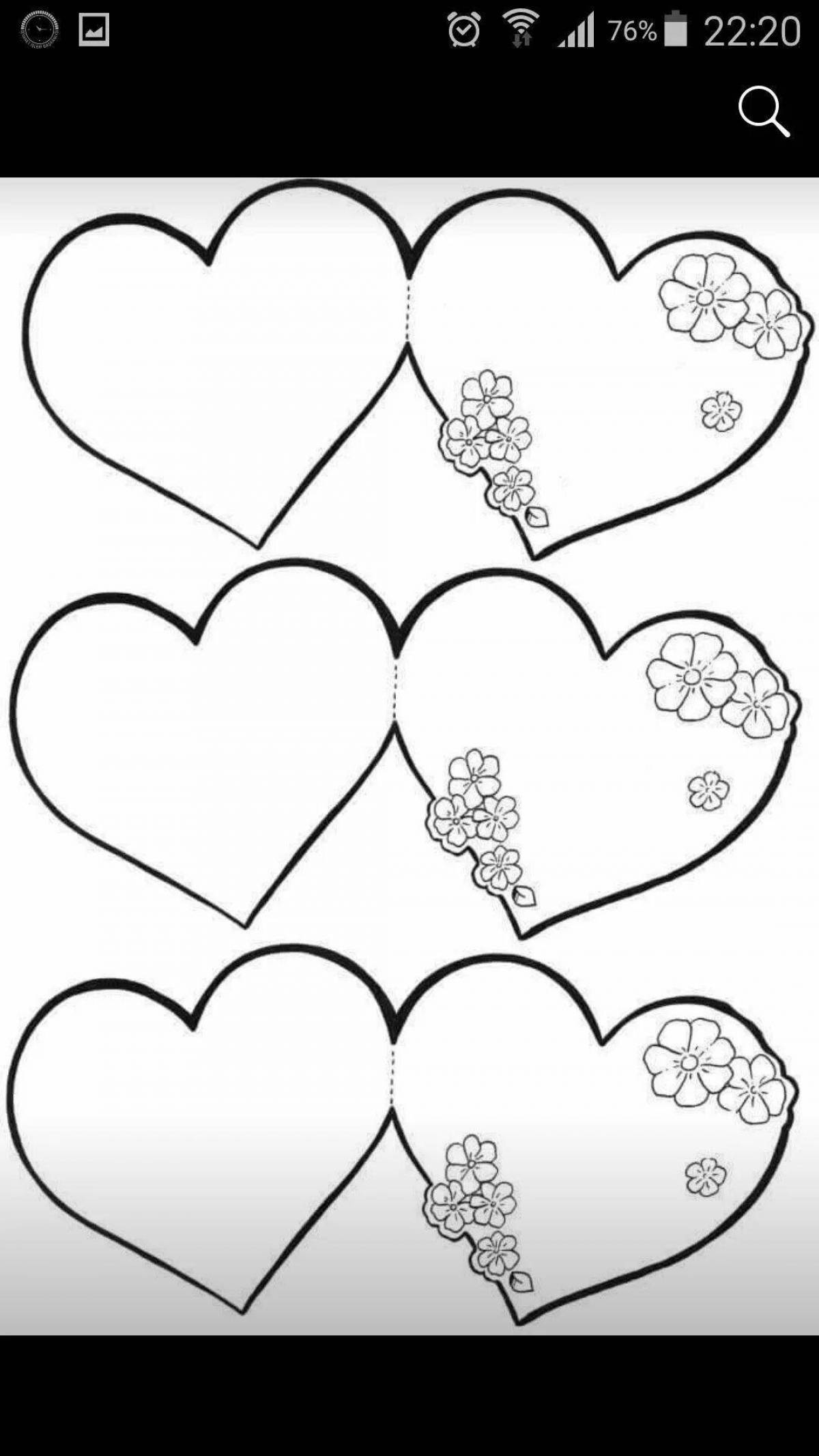 Many glowing hearts on one sheet