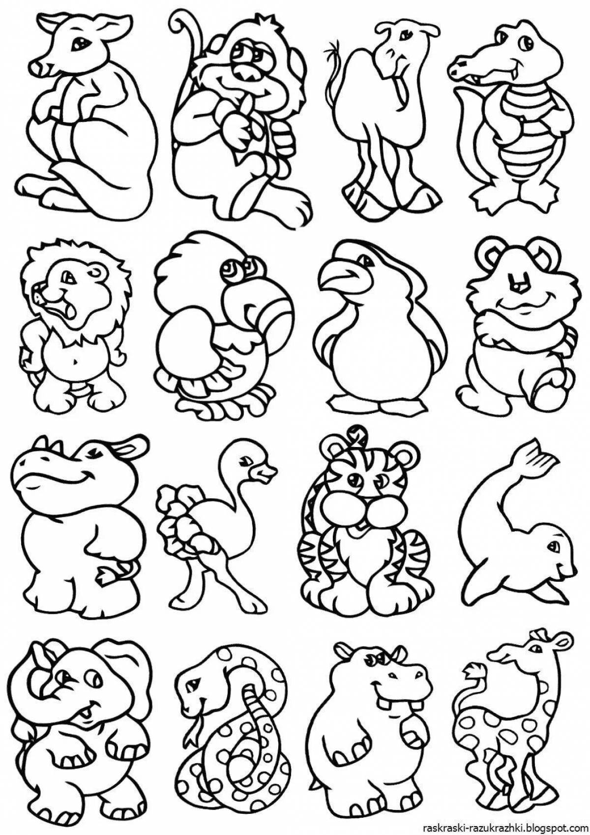 Delightful coloring many on one sheet, small