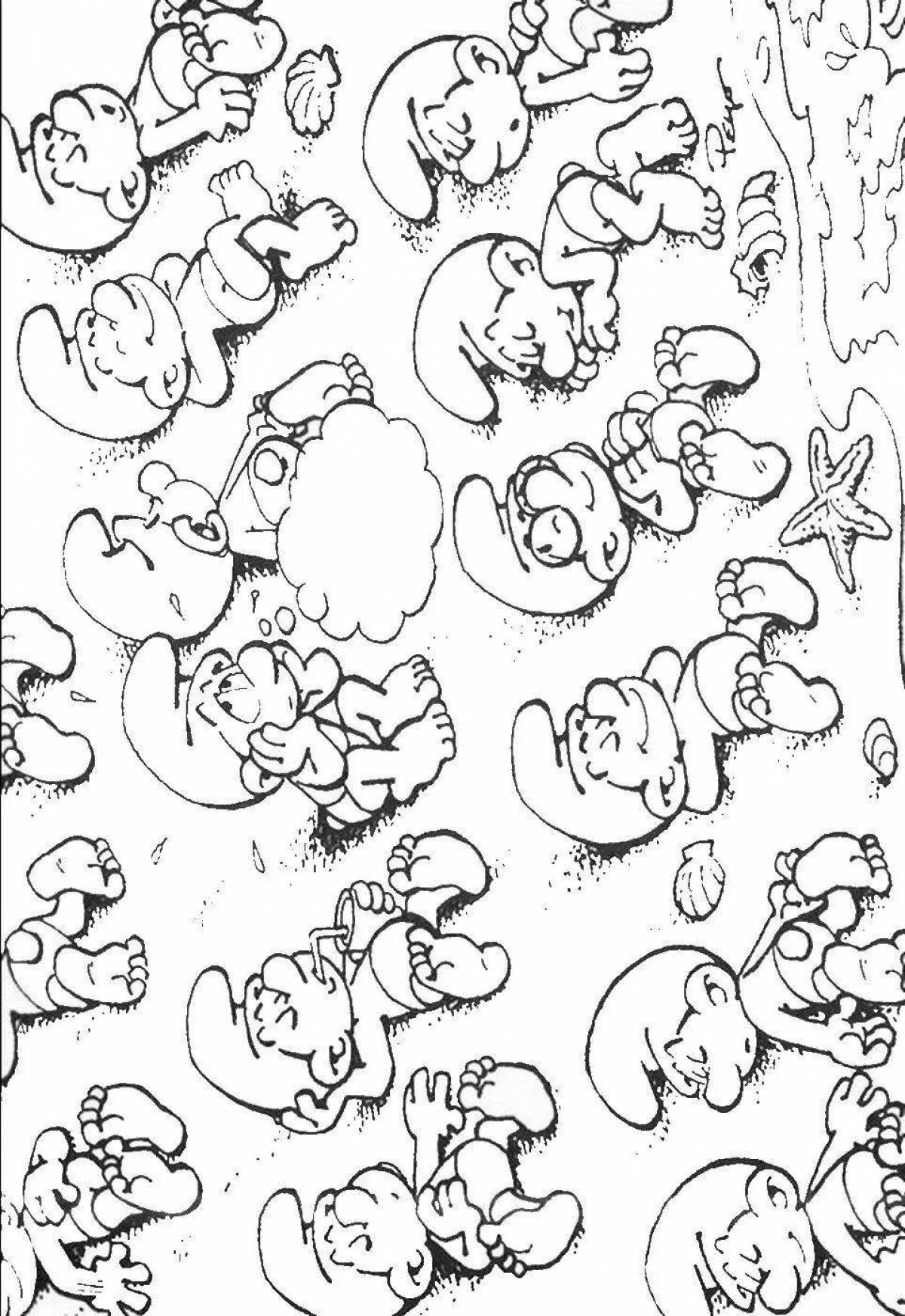 Fancy coloring many on one sheet small