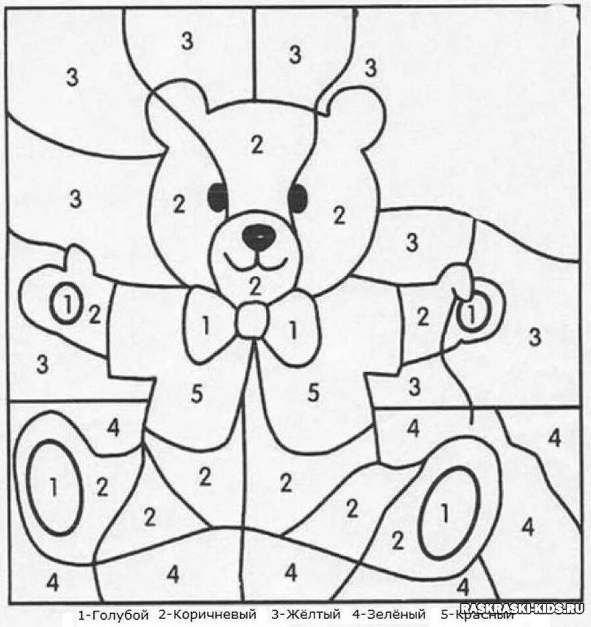 A fun coloring book for kids with colored numbers