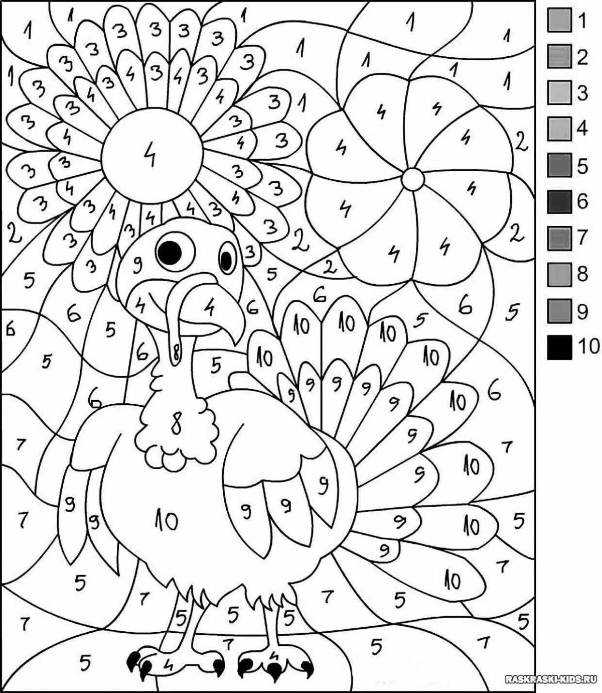 Fascinating coloring book for kids with colored numbers