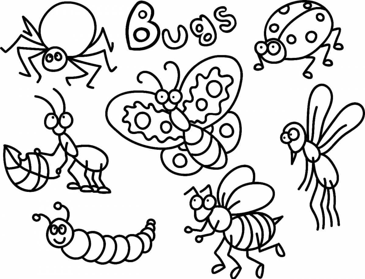Colorful insect class coloring book