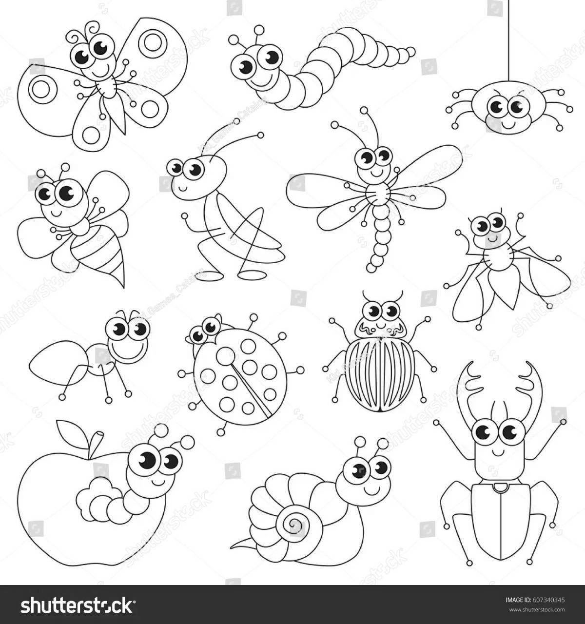 Charming insect class coloring book