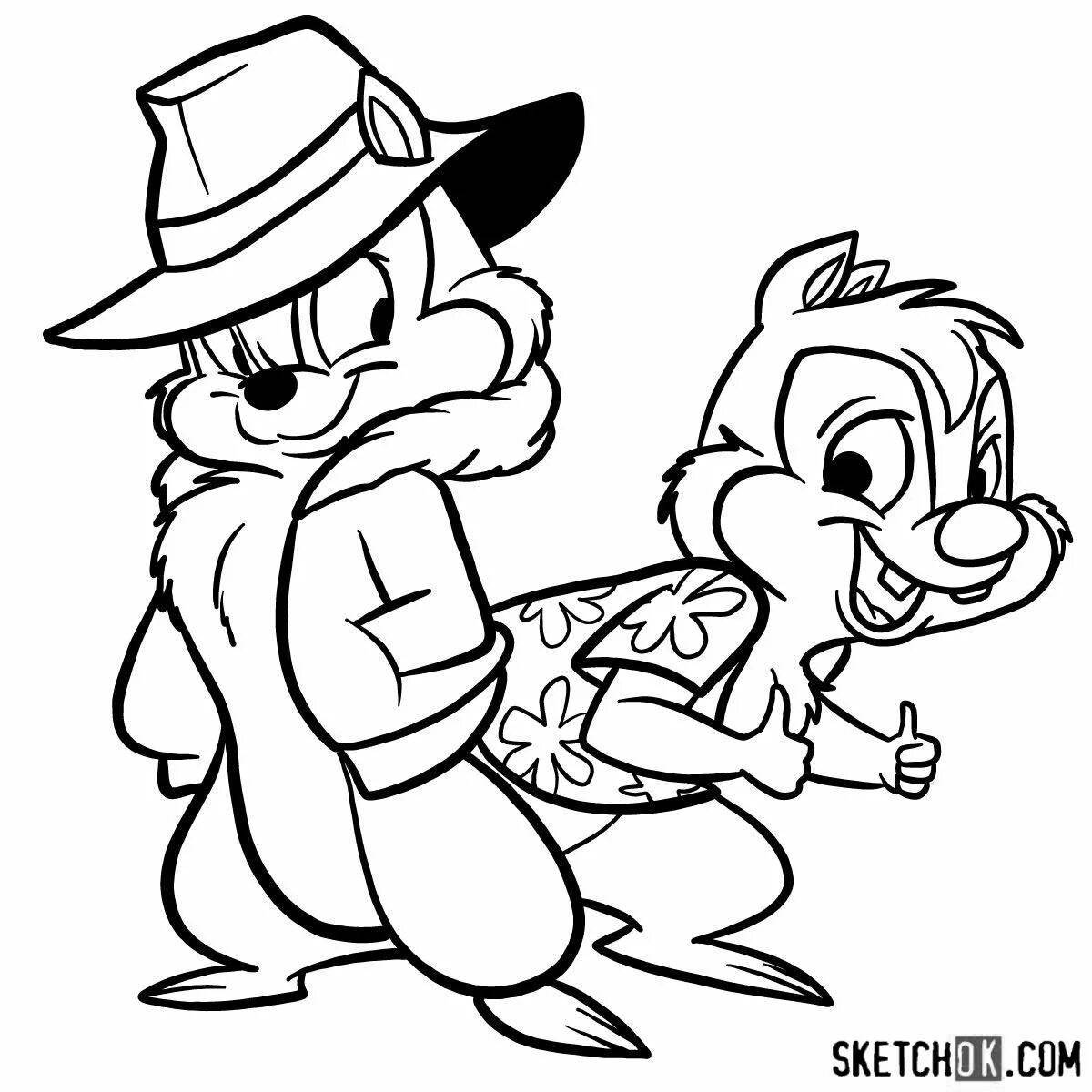 Colouring funny rangers chip and dale rescuers
