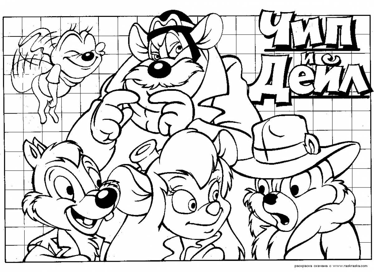 Bright colors chip and dale rescuers coloring book