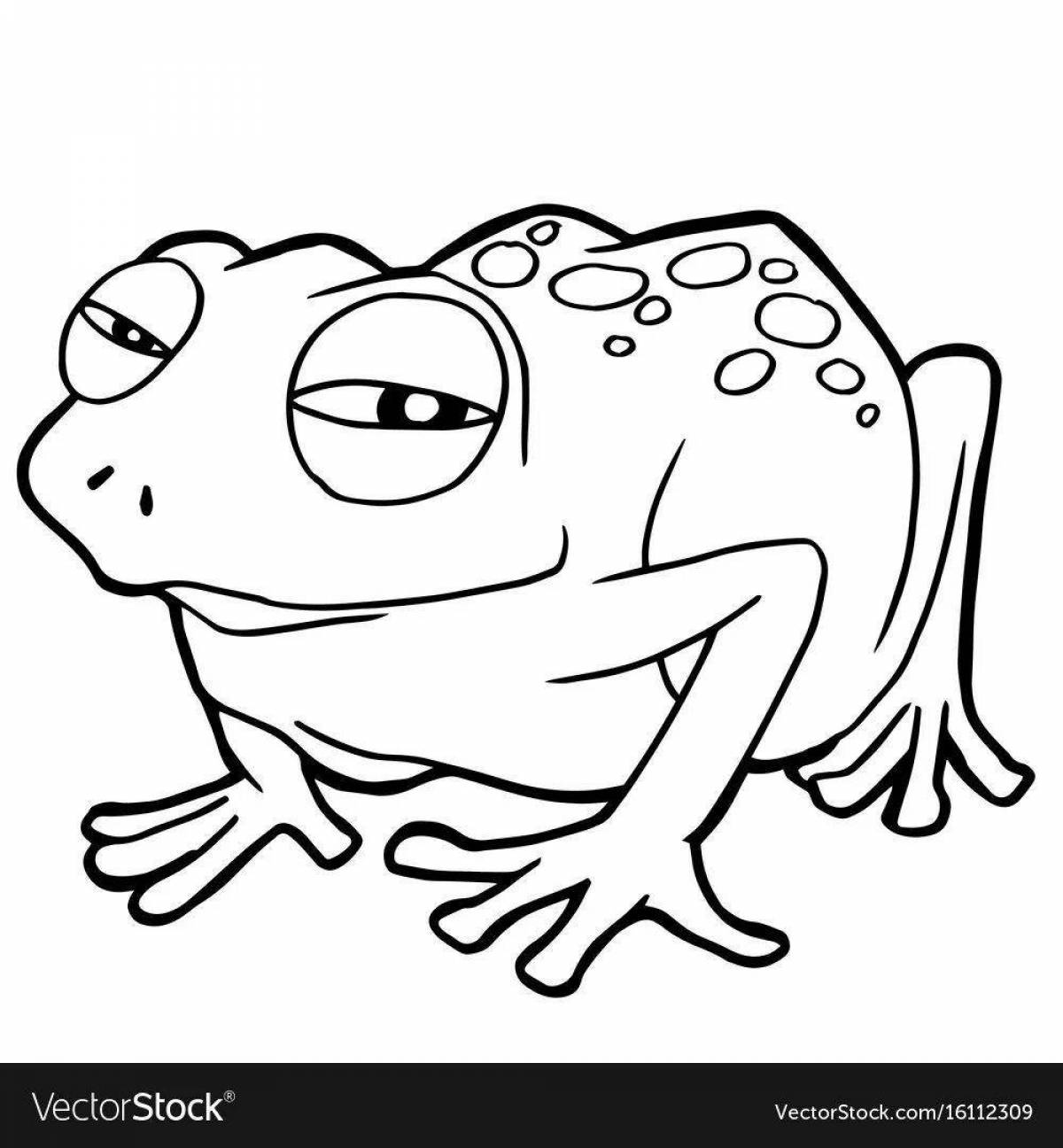 Fun coloring of a cute frog with a fungus on its head