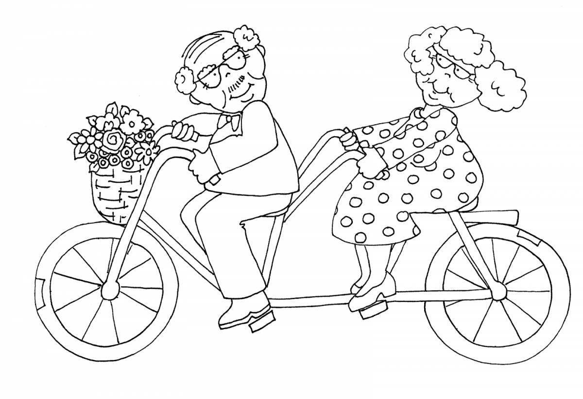 Playful grandfather birthday coloring page from granddaughter